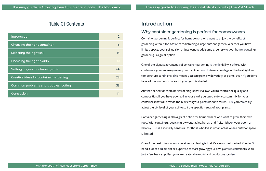 Ultimate E-Book: The Easy Guide To Growing Beautiful Plants In Pots The Pot Shack Gauteng e-book